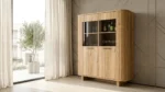 VITRINE 2 PORTES AVEC 4 COMPARTIMENTS VITRÉS - CHENE MAUVELLA