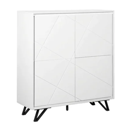 COMMODE 4 PORTES AVEC LED - BLANC