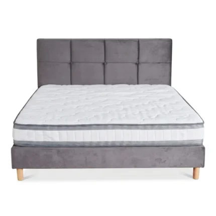 PACK MATELAS 160 X 200 CM + SOMMIER AVEC TÊTE DE LIT - GRIS