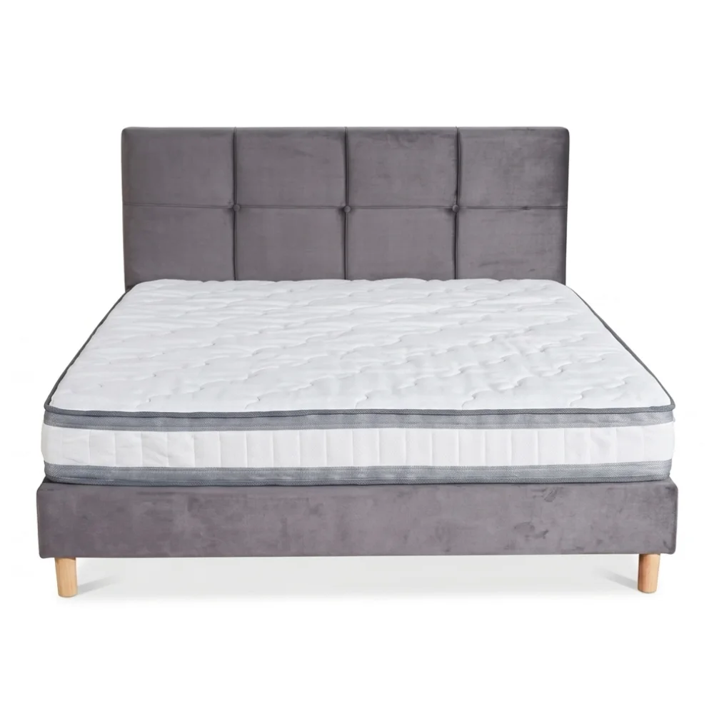 AI Generated Product Image PACK MATELAS 160 X 200 CM + SOMMIER AVEC TÊTE DE LIT - GRIS – Image 1