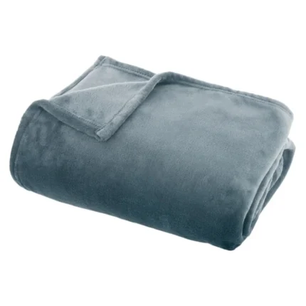 PLAID FLANELLE 180X230 CM UNI - BLEU ORAGE