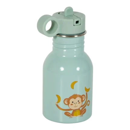GOURDE ENFANT 350ML EN MÉTAL MOTIF SINGE - VERT