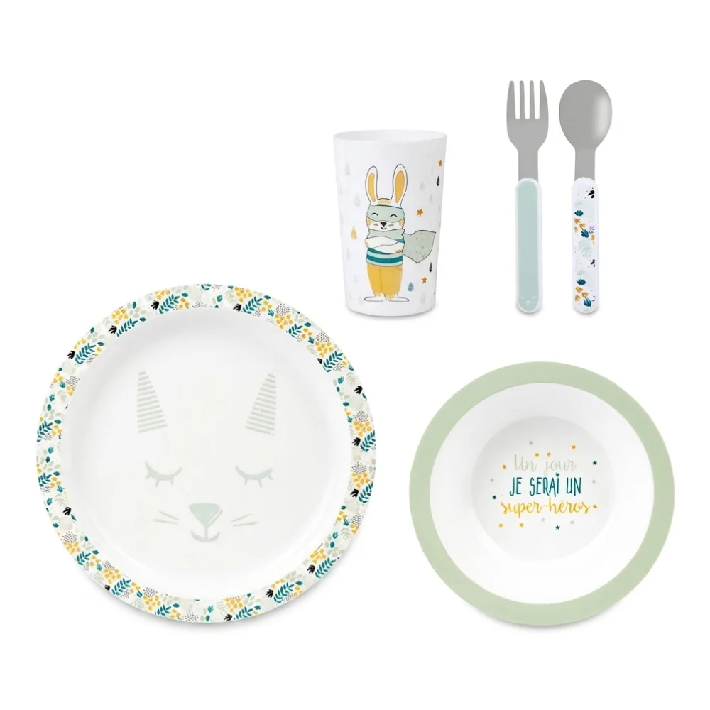 AI Generated Product Image COFFRET REPAS ENFANT EN INOX MOTIF LAPIN – Image 1