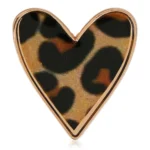BROCHE COEUR MOTIF LÉOPARD