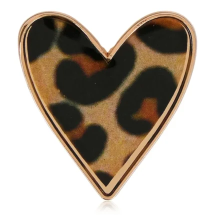 BROCHE COEUR MOTIF LÉOPARD