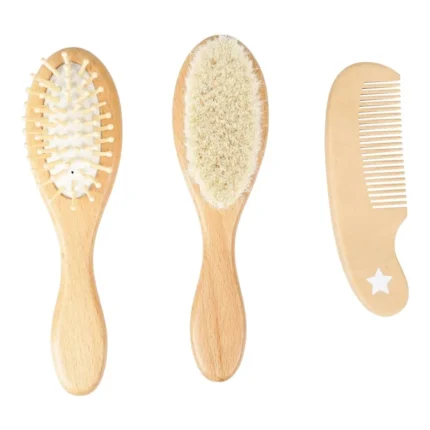 SET DE BROSSES EN BOIS POILS NATURELS