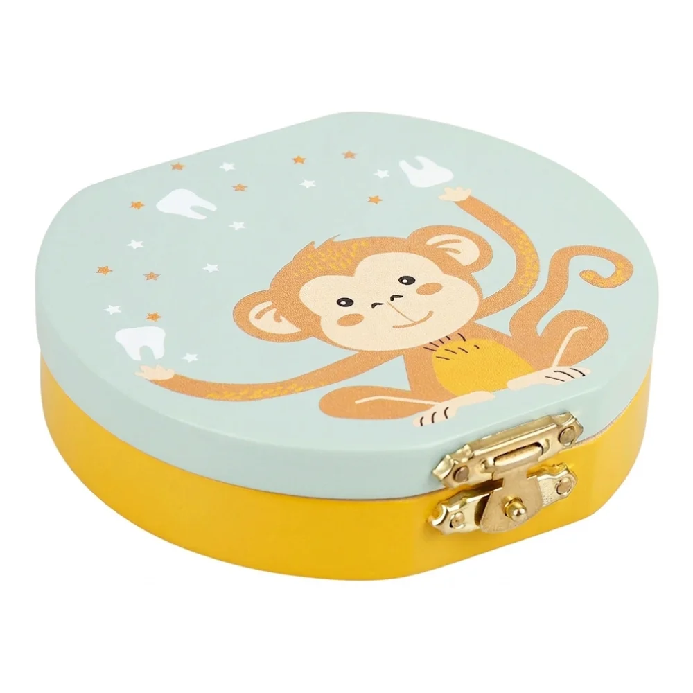 AI Generated Product Image BOÎTE À DENTS DE LAIT MOTIF SINGE EN BOIS – Image 1