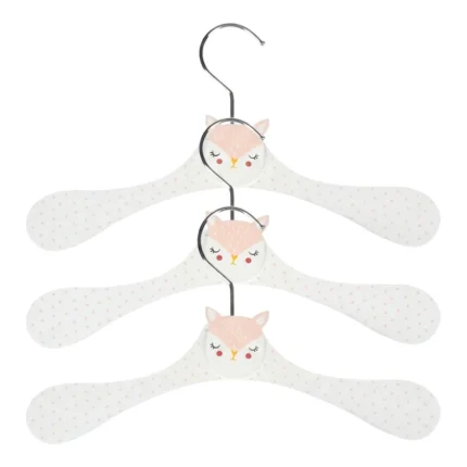 LOT DE 3 CINTRES ROSE MOTIF BICHE