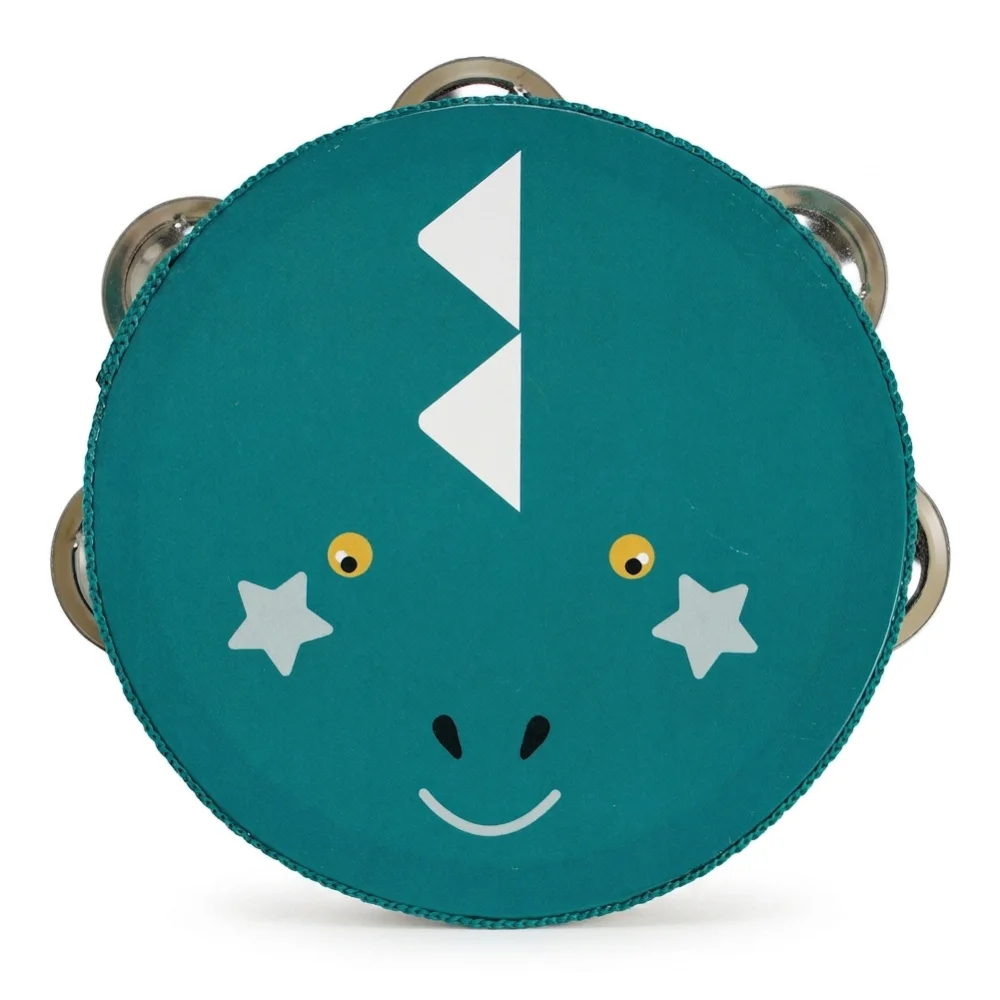 AI Generated Product Image TAMBOURIN MOTIF DINOSAURE EN BOIS – Image 1