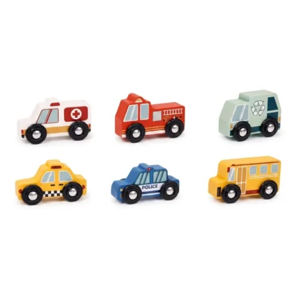 LOT DE 6 VOITURES EN BOIS