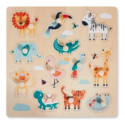 PUZZLE 12 PIÈCES THÈME JUNGLE EN BOIS