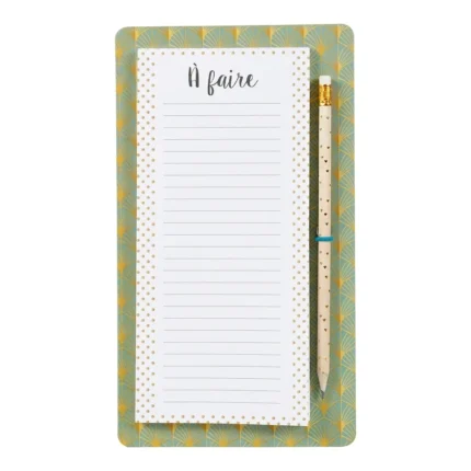 BLOC NOTES AIMANTÉ - VERT AVEC CRAYON