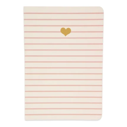 CARNET DE NOTES A6 MOTIF RAYURES COEUR