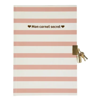 CARNET SECRET A5 MOTIF RAYURES ROSES