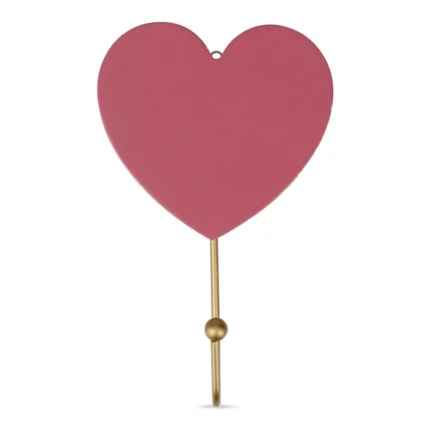 PATÈRE EN BOIS FORME COEUR - ROSE