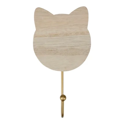 PATÈRE EN BOIS MOTIF CHAT - NATUREL