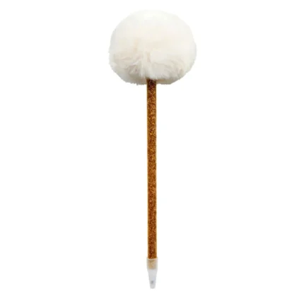CRAYON AVEC POMPON - DORÉ ET BLANC