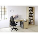 BUREAU D'ANGLE AVEC RANGEMENT - GRIS ET CHÊNE – Image 2