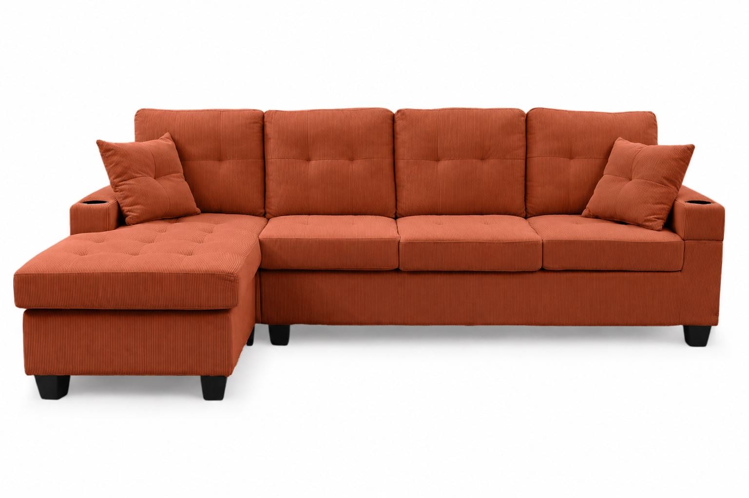 article_84022 CANAPE D'ANGLE REVERSIBLE EFFET VELOURS CÔTELÉS - TERRACOTTA – Image 1