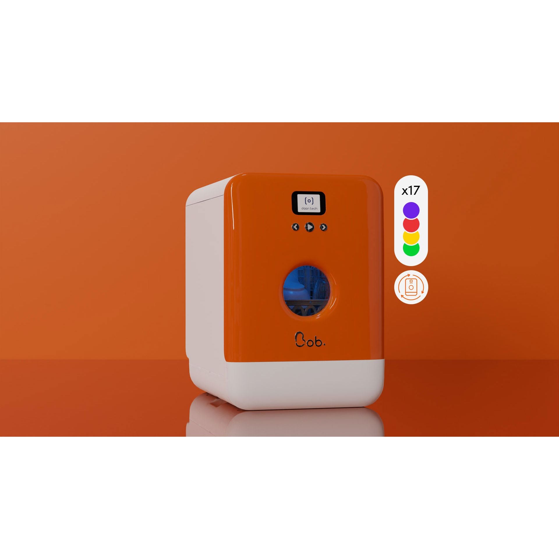 article_84112 MINI LAVE-VAISSELLE CONNECTÉ 3 COUVERTS 5 PROGRAMMES 43 DB WIFI OUVERTURE TACTILE - NOIR ORANGE MAND – Image 1