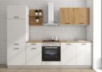 BLOC CUISINE 270 CM CASHMERE CHÊNE ARTISAN PLAN DE TRAVAIL HPD 38MM COLONNE 3 PORTES HORS SANITAIRE – Image 2