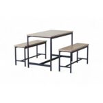 TABLE + 2 BANCS - CHÊNE MODERN OAK ET MÉTAL NOIR – Image 2