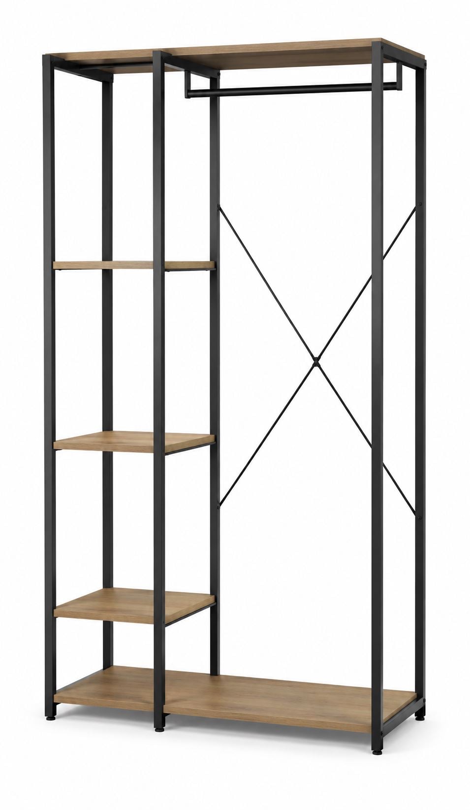 article_84878 DRESSING OUVERT 4 TABLETTES - CHÊNE MODERN OAK ET MÉTAL NOIR – Image 1