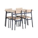 TABLE + 4 CHAISES - CHÊNE ET MÉTAL NOIR – Image 2
