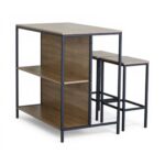 TABLE HAUTE + 2 TABOURETS - CHÊNE MODERN OAK ET MÉTAL NOIR – Image 2