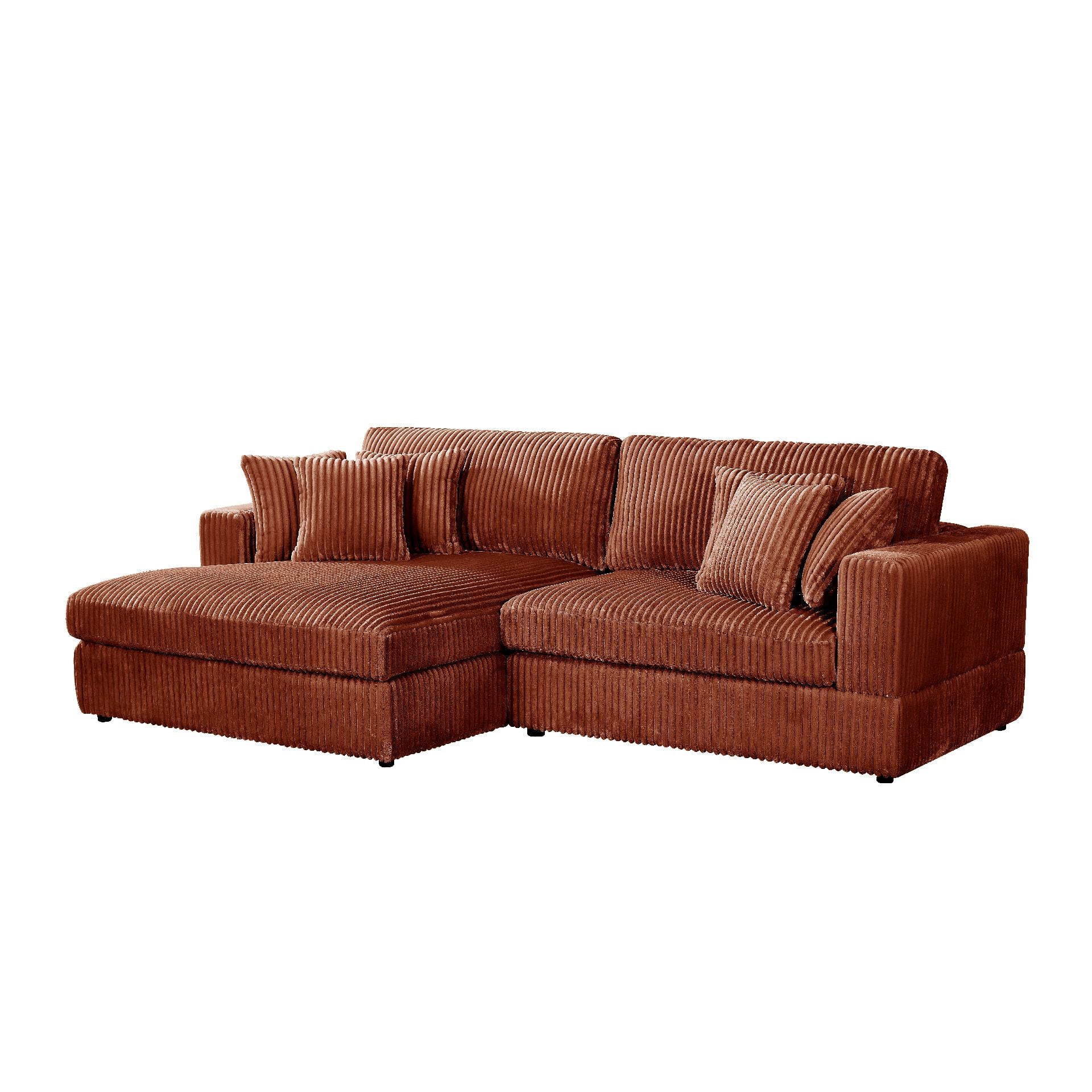 article_84998 CANAPÉ D'ANGLE GAUCHE TISSU VELOURS CÔTELÉ - TERRACOTTA – Image 1