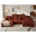 CANAPÉ D'ANGLE EN U TISSU - TERRACOTTA – Image 2