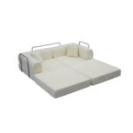 CANAPÉ LIT 3 PLACES CONVERTIBLE VELOURS COMPRESSÉE SOUS VIDE - BEIGE