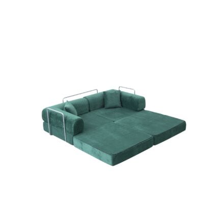 CANAPÉ LIT 3 PLACES CONVERTIBLE VELOURS COMPRESSÉE SOUS VIDE - VERT