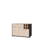 ILOT CENTRALE 3 PORTES + 1 TIROIR + 4 NICHES -  CHENE & NOIR – Image 2