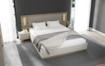 LIT 160 X 200 CM + SOMMIER + ARMOIRE 7 PORTES / 6T  IROIRS / 2 CHEVETS1T SUSPENDUS - CHENE & BLANC – Image 5
