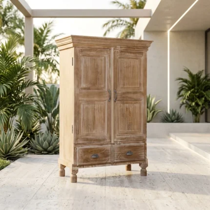 ARMOIRE 2 PORTES / 2 TIROIRS - BOIS DE MANGUIER