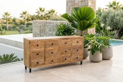 COMMODE 12 TIROIRS - BOIS DE MANGUIER