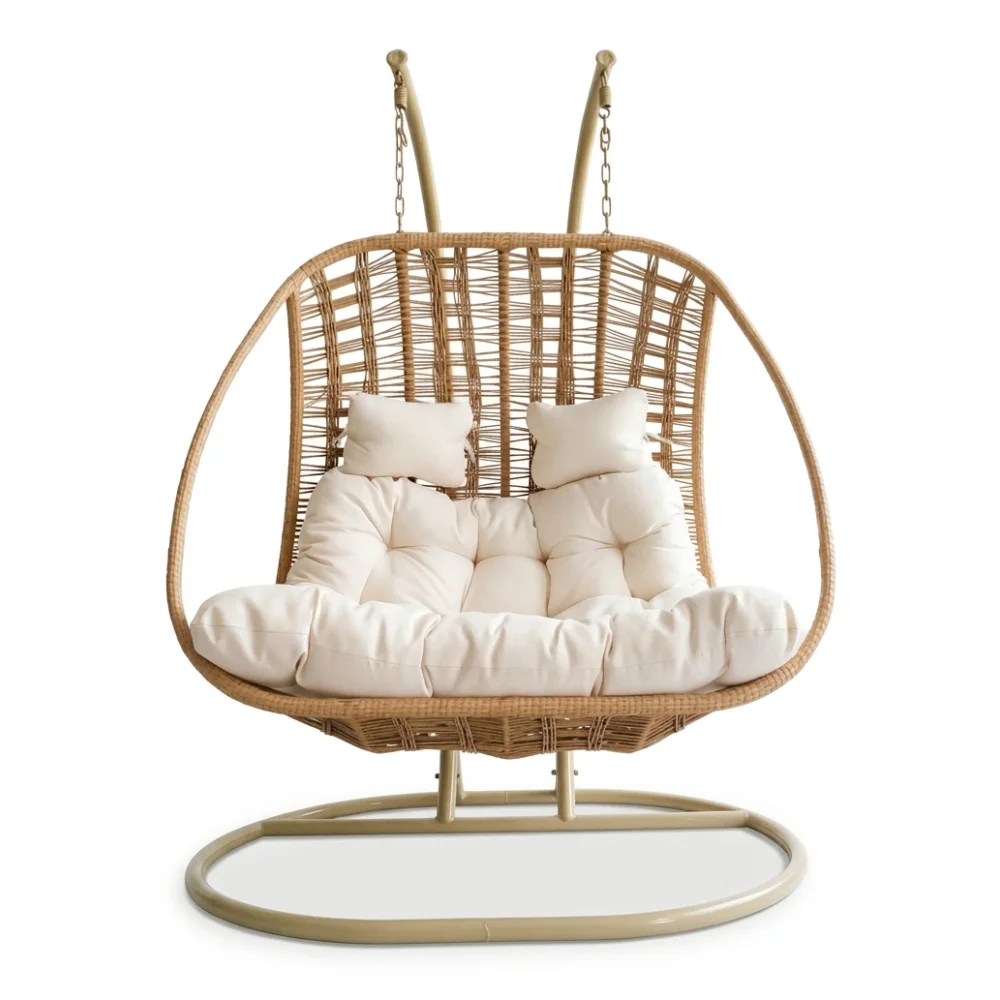 AI Generated Product Image BALANCELLE 2 PLACES AVEC COUSSINS - NATUREL – Image 1