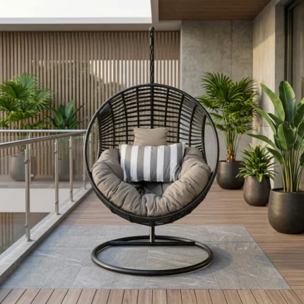BALANCELLE AVEC COUSSIN 1 PLACE-  GRIS FONCÉ