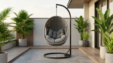 BALANCELLE AVEC COUSSIN 1 PLACES -   GRIS & NOIR