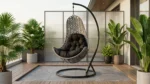 BALANCELLE 1 PLACE AVEC COUSSIN -  NOIR & GRIS