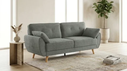 BANQUETTE 3 PLACES CLIC-CLAC EN TISSU - GRIS