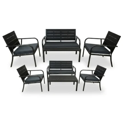CANAPE 2 PLACES + 2 FAUTEUILS + 1 TABLE BASSE - NOIR
