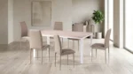 TABLE + 6 CHAISES - BEIGE