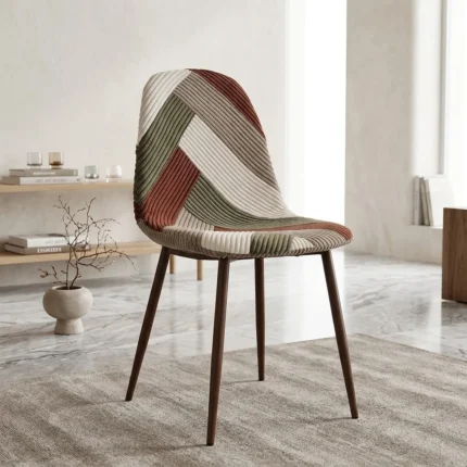 CHAISE PATCHWORK EN TISSU CÔTELÉ - MULTICOLORE