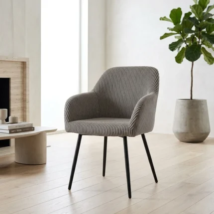 FAUTEUIL EN TISSU CÔTELÉ - TAUPE
