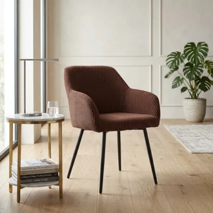 FAUTEUIL EN TISSU CÔTELÉ - TERRACOTTA