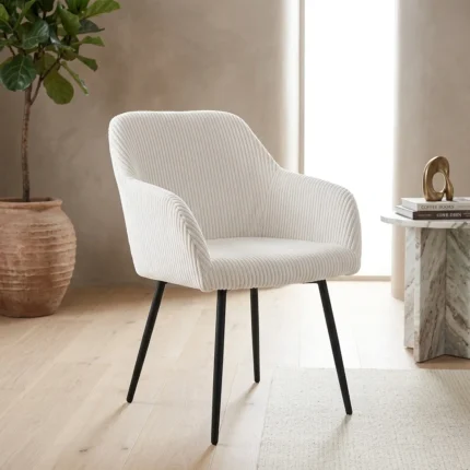 FAUTEUIL EN TISSU CÔTELÉ - BEIGE