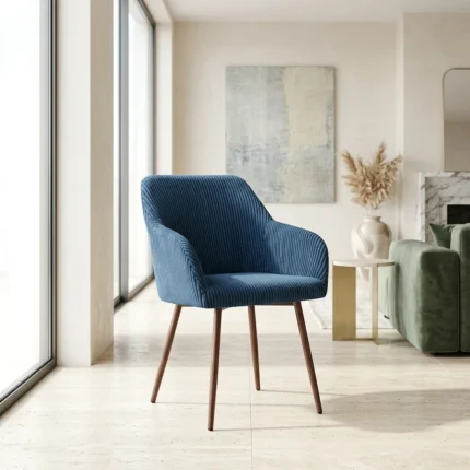 FAUTEUIL EN TISSU CÔTELÉ - BLEU
