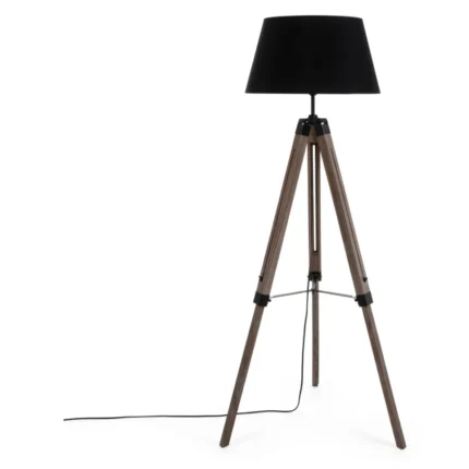 LAMPADAIRE RUNO NOIR TREPIED BOIS